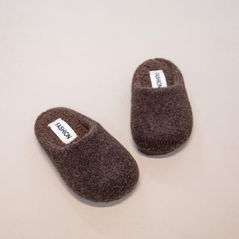 

Girls Shoes, Toe Cover Slippers, Children s Soft-soled Cotton Half-covered Cotton Shoes 23 коричневый