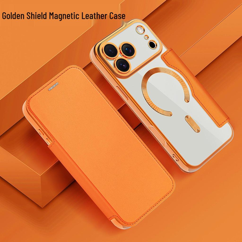SE4 Flip Leather Case with Magnetic Suction for iPhone 14/15/16 Pro