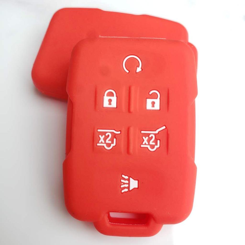 Silicone Key Cover Case Keyless Protector Fob Remote Wallet For Gmc Yukon Sierra 1500 Chevrolet Suburban Tahoe 5 Buttons