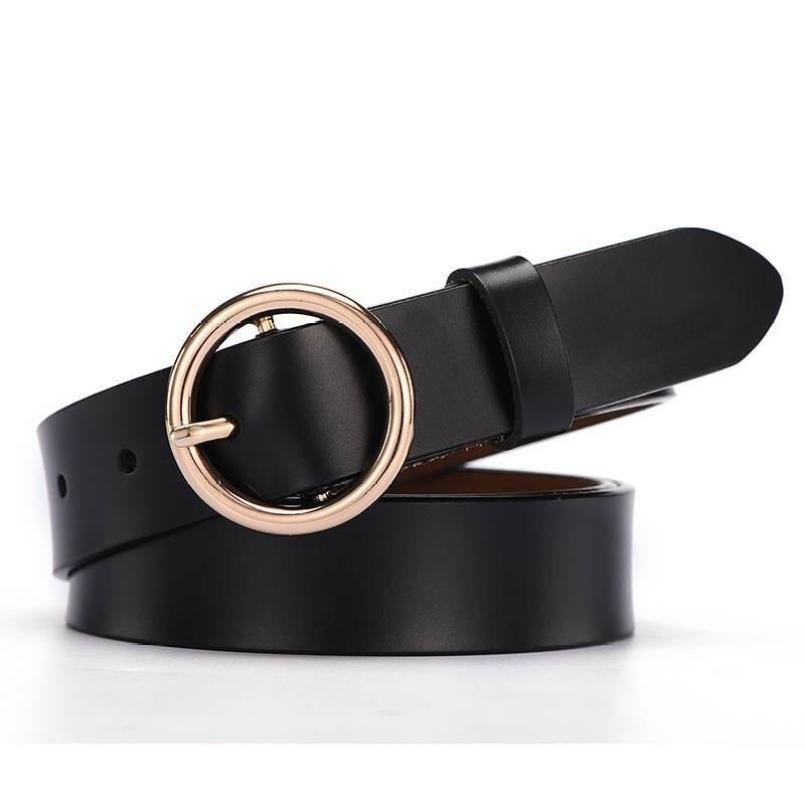 Luxury Brand Faux Leather Women Belts High Quality Fashion Round Pin Buckle Waist Belt