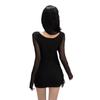 Schmetterling Quadratischer Ausschnitt Sexy Langarm Netz Bodycon Kleid