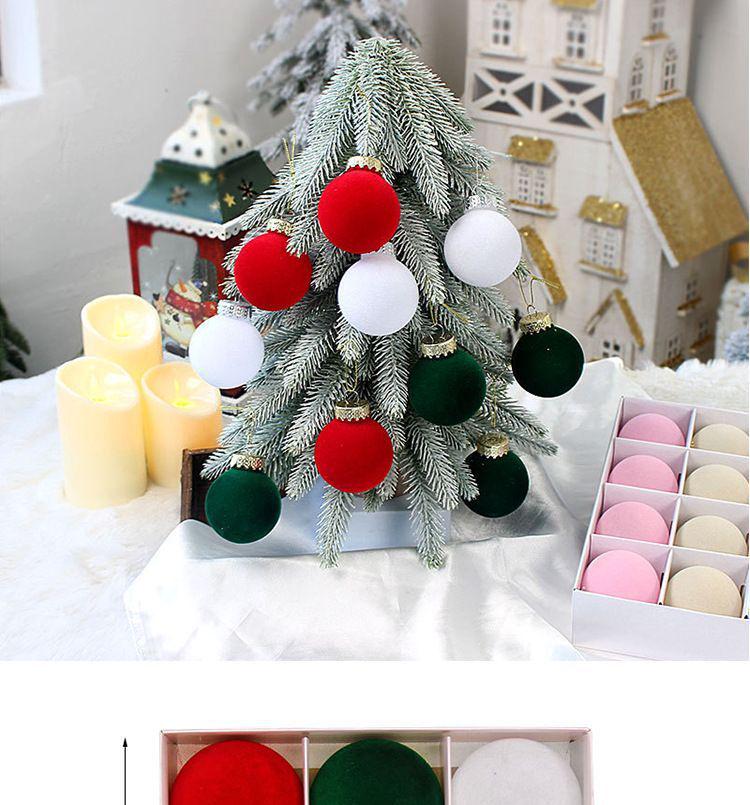 Colorful 6cm Cross-Border Christmas Ornament Balls – Flocked Hanging Decorations