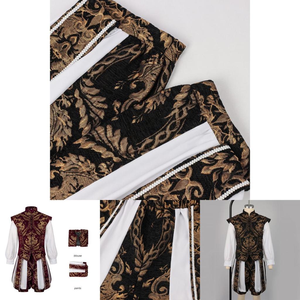 Renaissance Prinz Weste und Kürbishose Set mit Polyesterstoff für Vintage-Stil Männer
