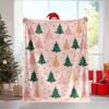 Pink Green Orange Christmas Tree Snowflake Star Pattern Soft Cozy Throw Blanket For Sofa Bed Cheerful Vibe