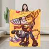 Soft Flannel Airplane Themed Throw Blanket for Girls Boys Perfect for Travel Sofa Bed Cover Bedspread Ratchet and Clank Design