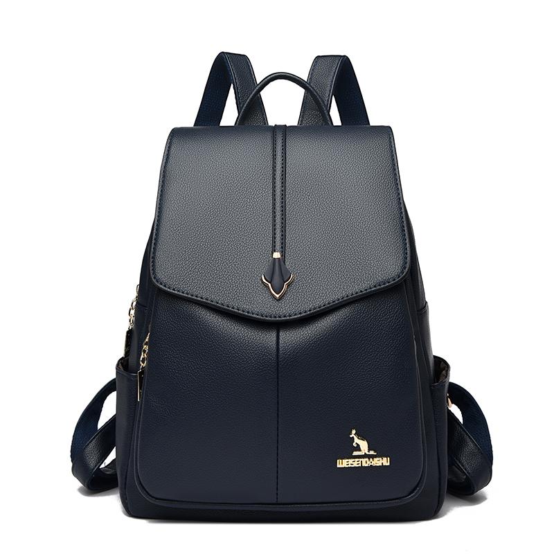 Luxury Women Leather Backpack for Designer Backpacks Vintage Solid Color School Bags Ladies Shoulder Bag Fashi Travel Bags Sac