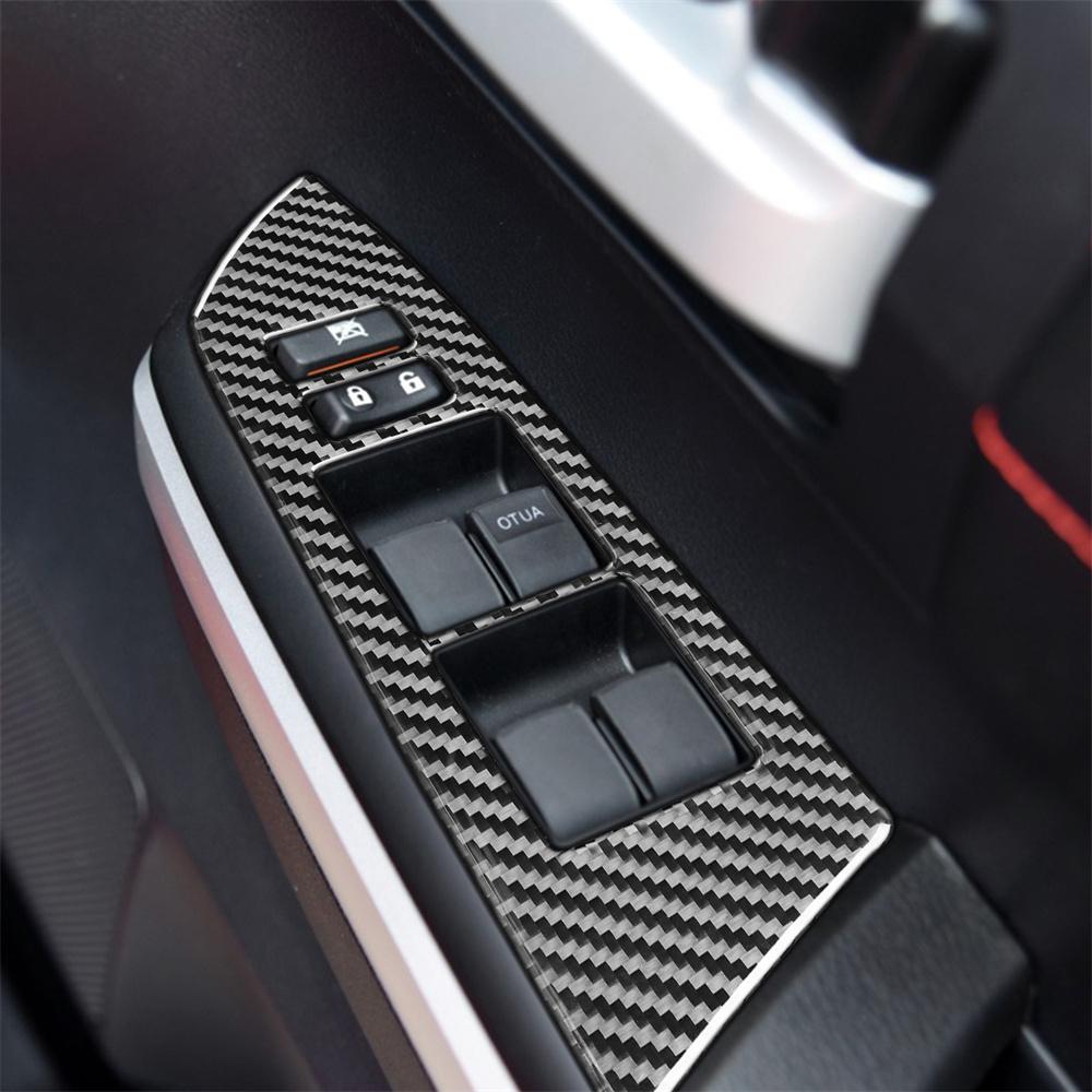 4pcs Carbon Fiber Window Switch Interior Trim For Toyota Tundra 2014-18  Right-hand-driver Only