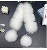 Korean Style Double-Sided Fox & Rabbit Fur Scarf with Pompons for Women