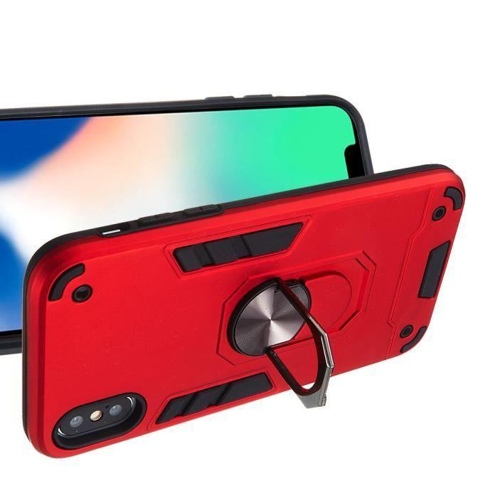 Coque - iPhone - iPhone X / XS - Rouge - 360° Stand - Antichoc