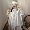Spring Long-Sleeve Women Casual Doll Collar Shirt Simple Solid Color Loose Shirts