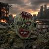 Gruselige Spukhaus-Requisite Halloween Grüne Zombie-Maske, Realistische Vollgesichtsmaske mit simulierter gruseliger Fleischtextur, beschädigt und blutig, für Party-Cosplay