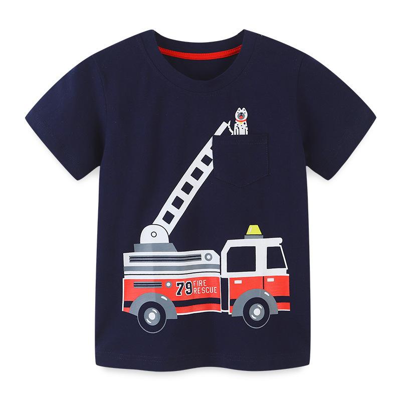 Children s Clothing T-shirts Children s Cartoon Printed T-shirts Summer Knitted Cotton Round Neck Boys  Tops 90