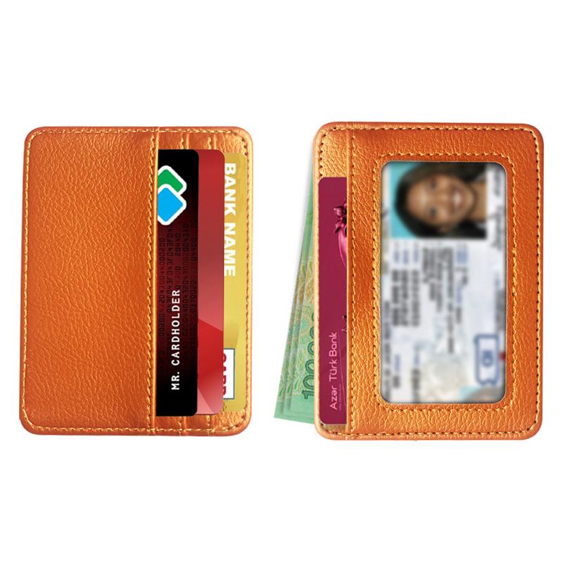 1Pc Multi Slot Coin Wallet Box ID Card Holders Solid Color PU Leather Bank Credit Card Slim Card Case