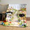 Cats In a Colorful Flower Pathway Print Blanket Soft and Cozy Perfect for the Living Room Bed Sofa or a Nap,gift
