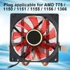 CPU Cooler 3 Pin Connector PC Accessory with Light 2 Brass Pipe for AMD 775   1155   1366