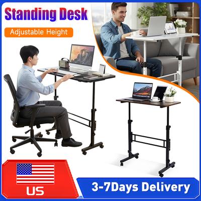 Verstellbarer Stehschreibtisch Mobil Rollbar 16x31,5 Zoll Tragbarer Laptop-Computertisch für Homeoffice Kleine Räume Zubehör