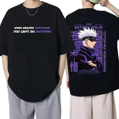 Harajuku Anime Jujutsu Kaisen T Shirt Japan Unisexga Satoru Gojo Grafik T-shirt Unisex Baumwolle Übergroße T-Shirts Unisex Streetwear