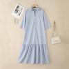ZANZEA Women Casual Turn Down Collar Loose 3/4 Sleeve Stripe Long Dress