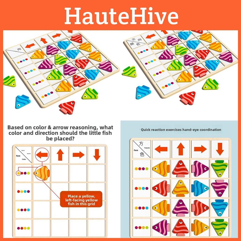 Wooden Fish Matching Toy Children Logic Skills Early Education Interactive Game