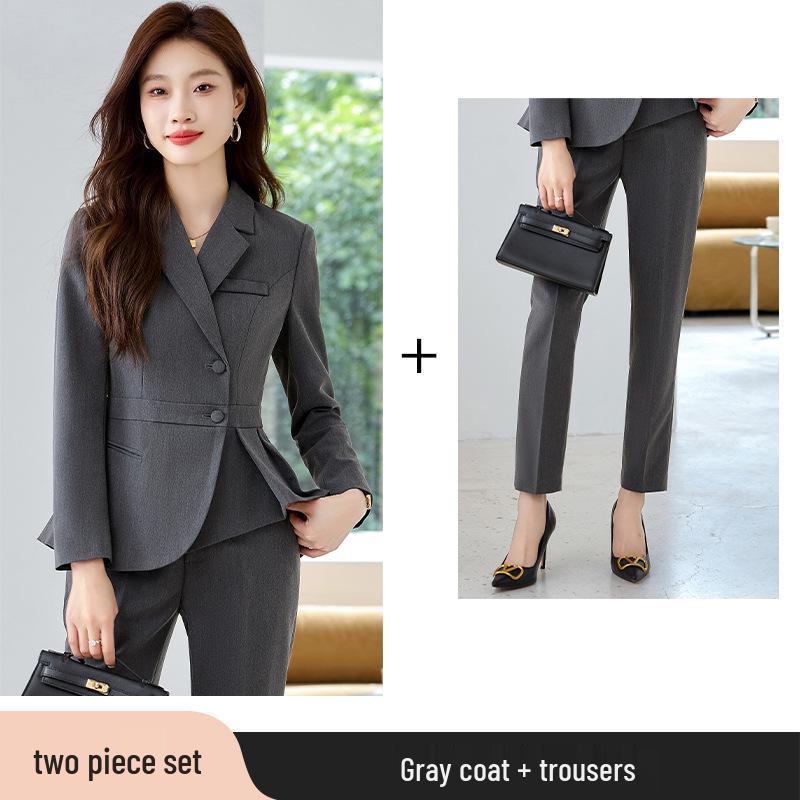 Women's Slim-Fit Ruffle Suit Set for Professional Spring Wear