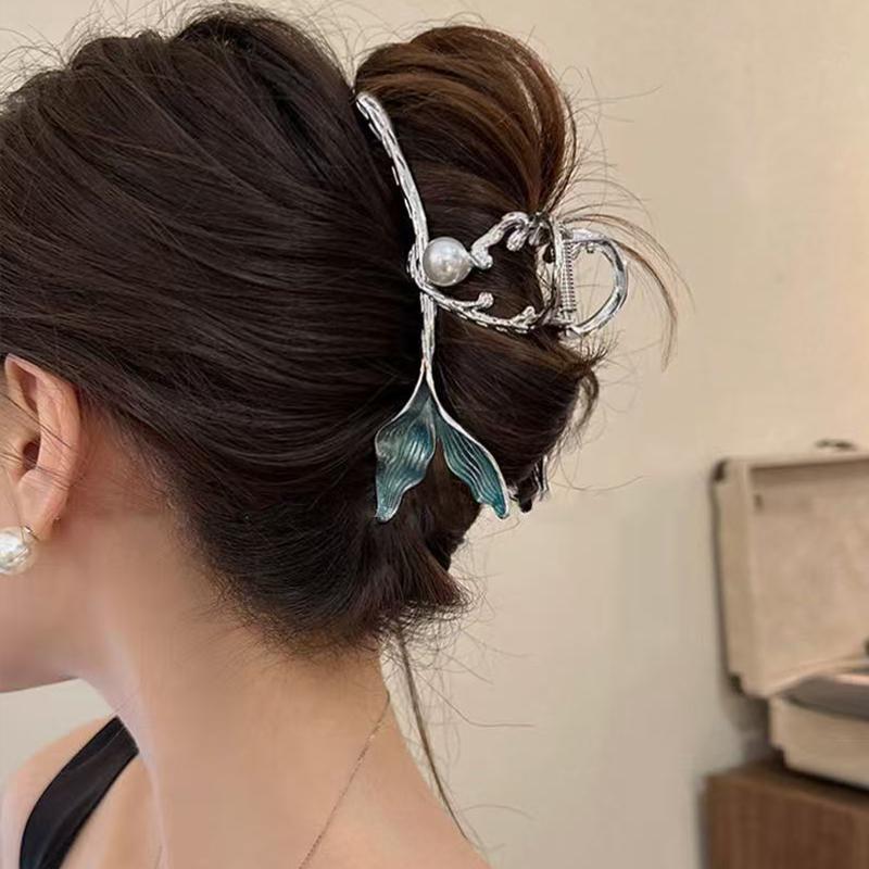 1pc Blue Fishtail Metal Clip Big and Elegant Starfish Hair Clip Back Shark Clamp Hair Decorations