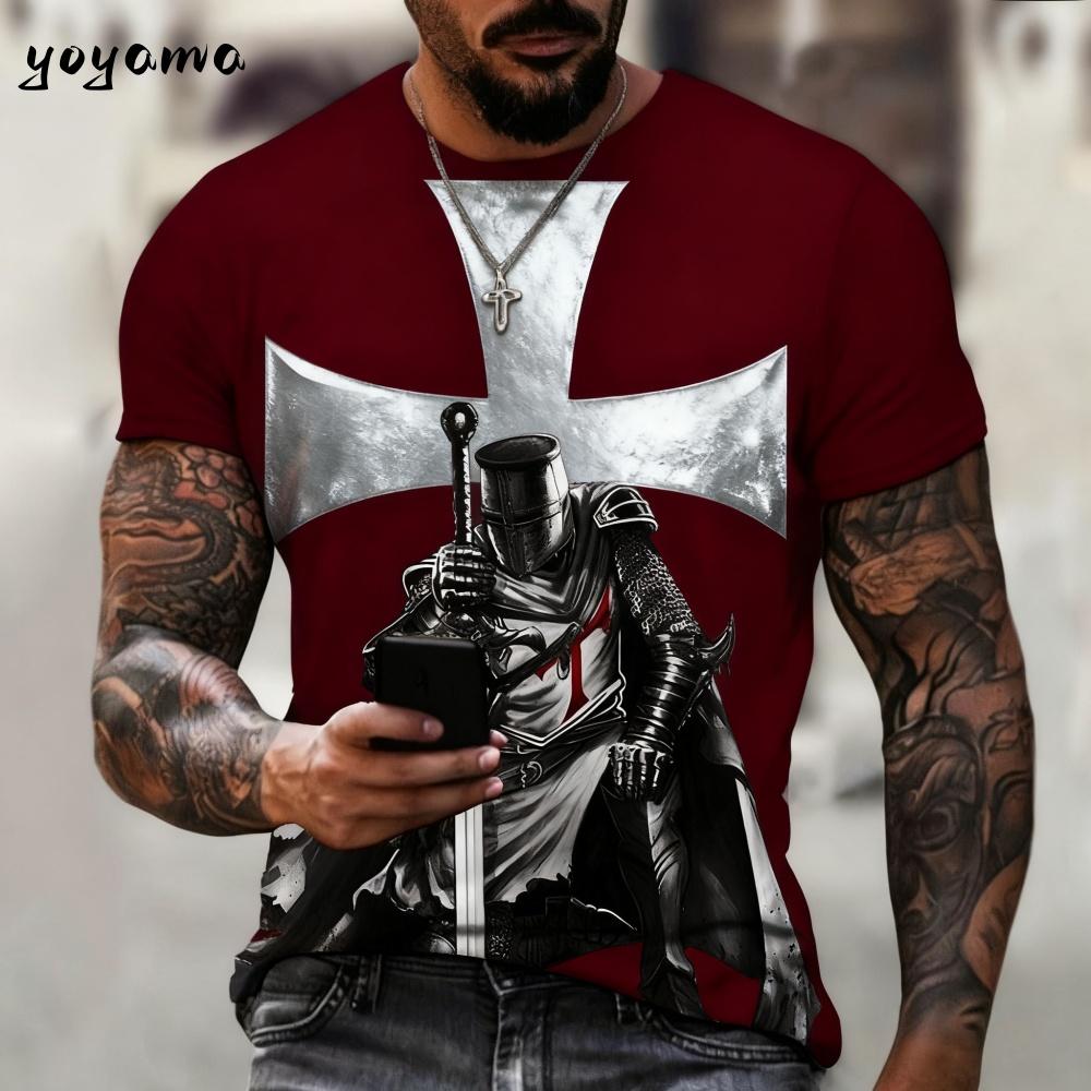 Vintage Templerritter 3D-Druck T-Shirt Kinder Sommer Kinder Kurzarm-T-Shirt Jungen und Mädchen T-Shirts Streetwear Y2k Kleidung