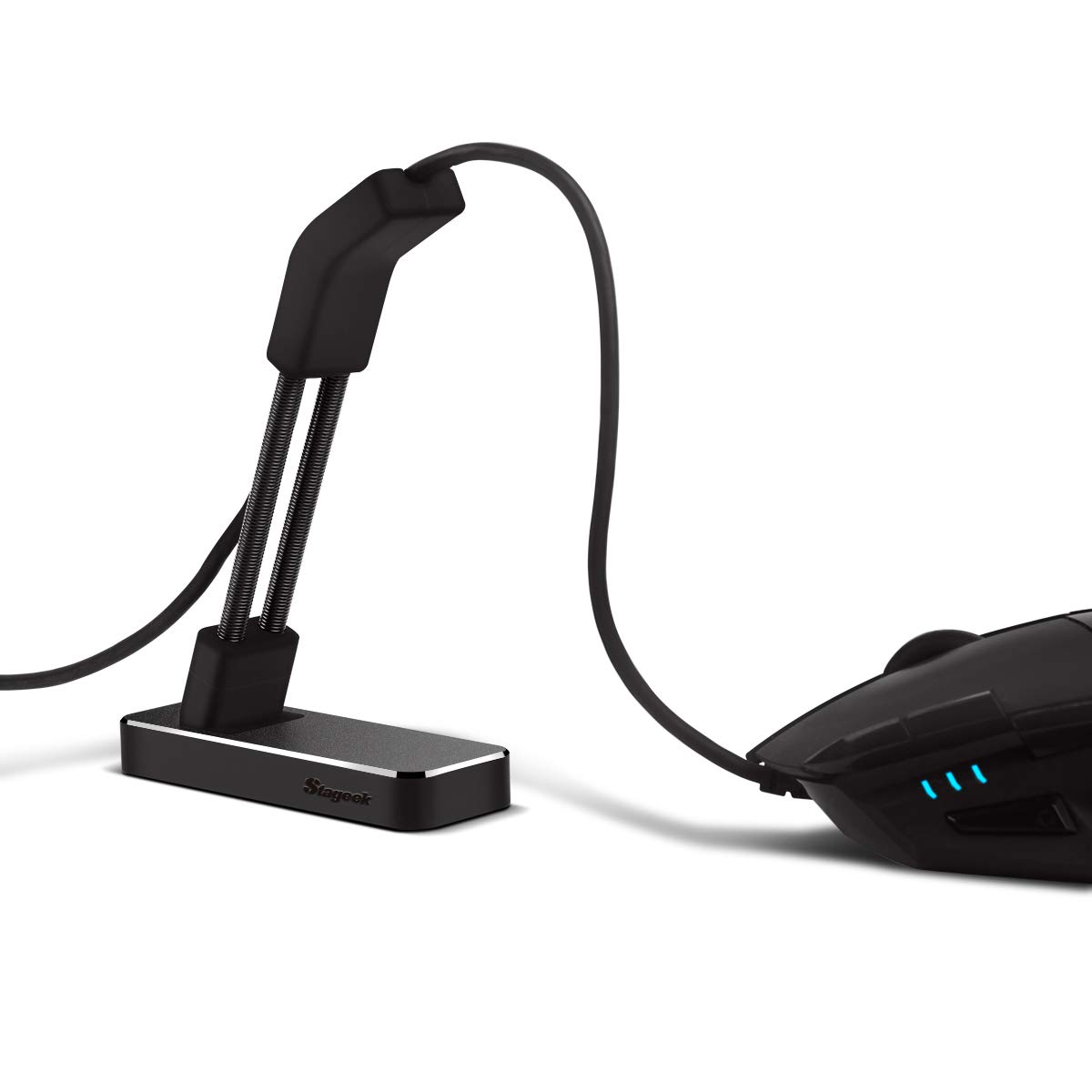 

Stageek Игровой держатель кабеля мыши из алюминиевого сплава, Гибкий фиксатор кабеля мыши для киберспортивных игр - Черный