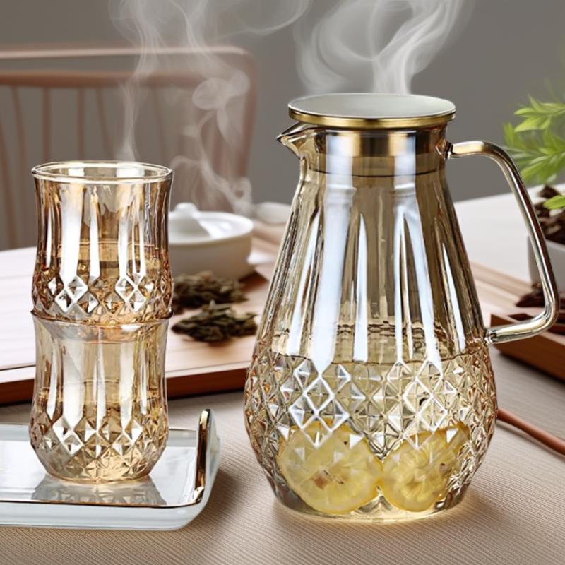 champagne color Heat-resistant glass teapot Large capacity thickened explosion-proof glass Household daily necessities teapot