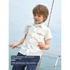 David Bella Boys' Short-Sleeved Shirt Kidsren's White Top 2026 New Summer Big Kidsren's Preppy Style Shirt for Men