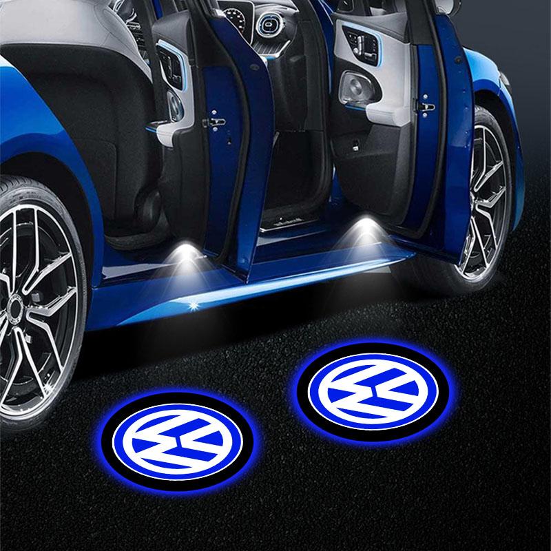 2Pcs LED Car Door Emblem Light Welcome Lamp Laser Projector Styling For Volkswagen Touran Golf-4 5 6 7 Passat Polo MK4 Bora Altea Alhambra Sharan