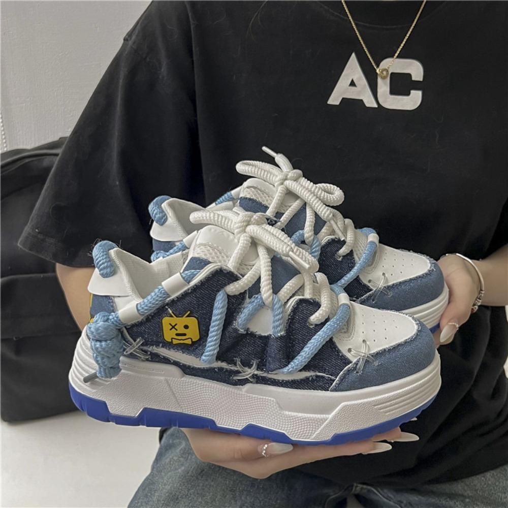 Design Sense Women's Shoes Niche Couple Heightened Bread Shoes Original Versatile Trend Platform Soled Casual Sports Skateboard Shoes