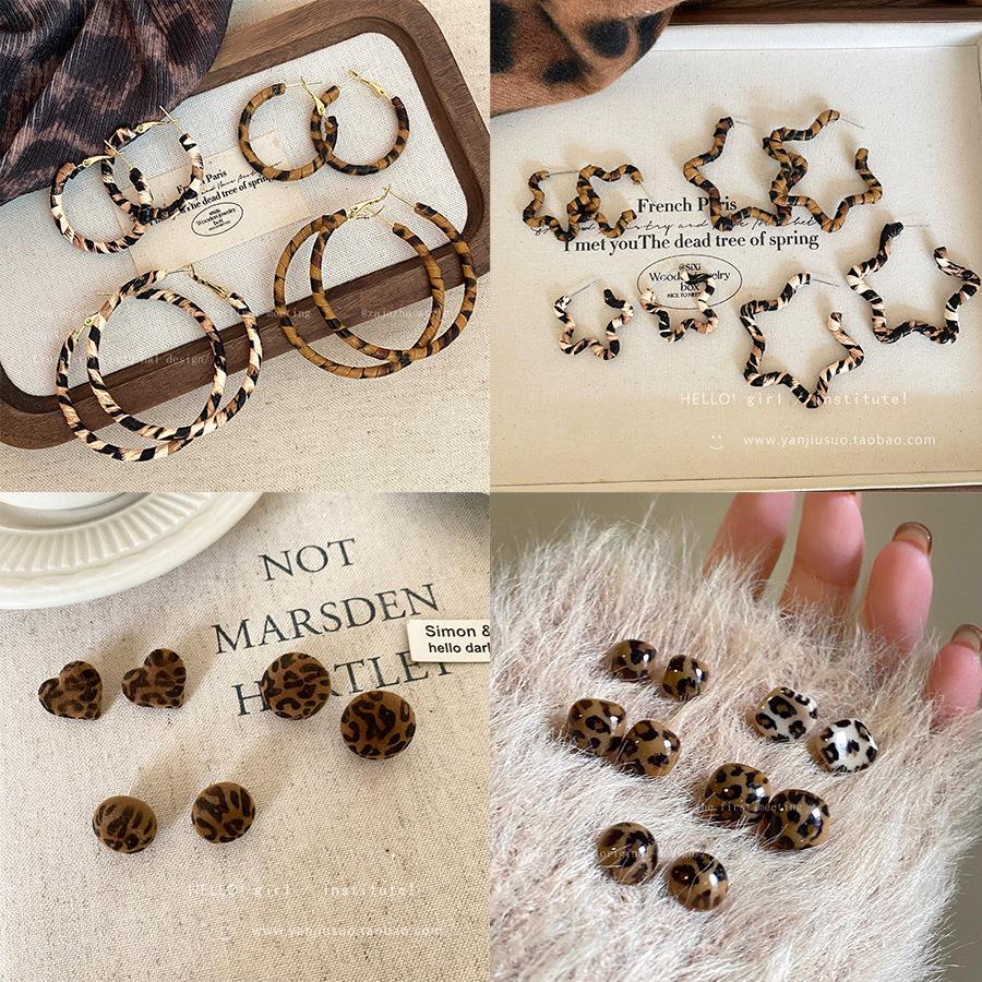 Winter und Herbst Retro Bestickte Leopardendruck Ohrringe für Damen - Raffinierte High-End Ohrringe mit einem Hauch von Light Luxury