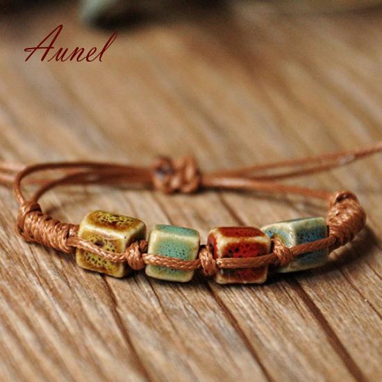 Unique Ceramics Adjustable Braided Rope Bracelet Bangle