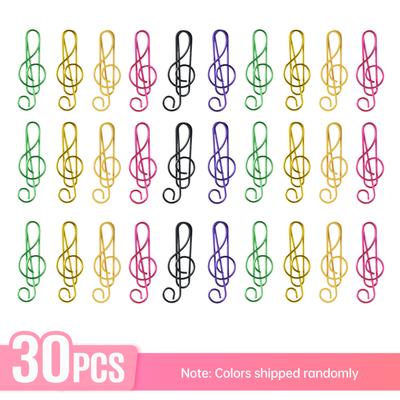 30pcs Paper Clips Cute Metal Wire Adorable Music Notes Paper Clips for   School Stationery Supplies