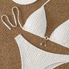 European and American Women's Sexy Backless Strappy Bikini Swimsuit - Solid Color, Hot Spring Wear