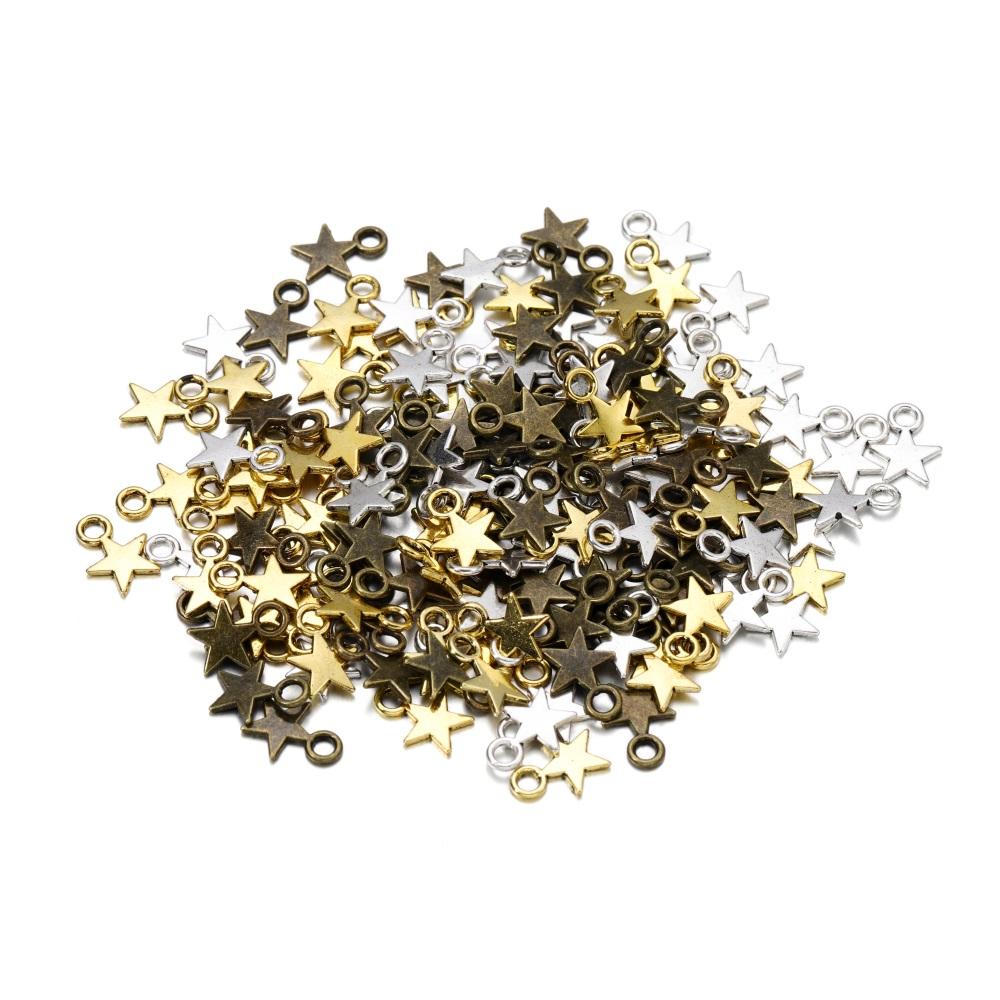 100pcs/bag Alloy Star Pendant Charm Pendants Handmake Chains For DIY Jewelry Making Findings Bracelet Crafts Accessories