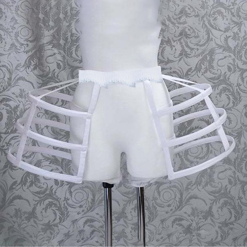 Women Crinoline Petticoat Short 3 Hoop Cage Medieval Ball Gown Half Slips Girls Underskirt for Wedding Bridal Dress