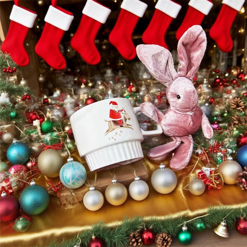 Santa Claus Ceramic Mug Christmas Gifts Coffee Cup with Gift box and spoon Rabbit doll Breakfast Milk Cup Home/Office Water Cup