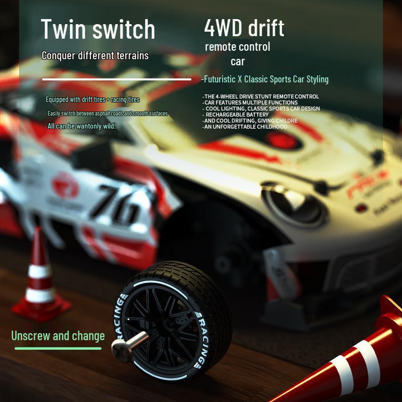 High-Speed 4WD RC Drift Car with Lights - Remote Control Racing Model