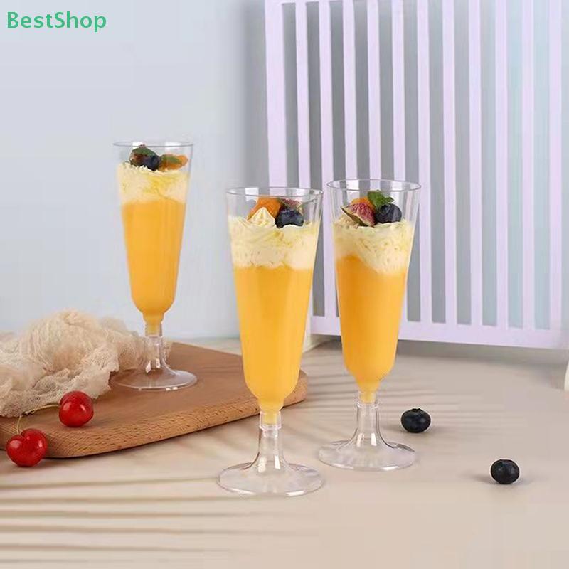 10Pcs Disposable Plastic Cocktail Cups,Party Champagne Glasses, Red Wine Glasses,Dessert Table Goblets,Pudding Cups