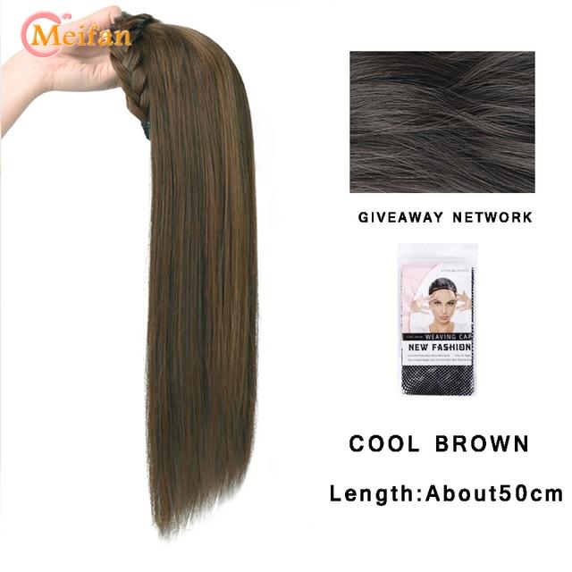Synthetic Long Wavy Headband Wig Black Brown Women's With Twist Braid Hairband Accessories Natural Half Wig