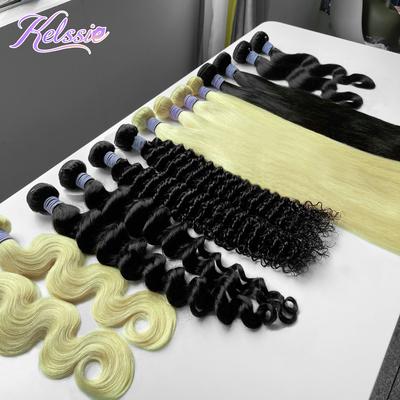Wholesale 10A Grade 613 Bundles Closure Straight and Wavy Remy Hair Extensions Raw Indian Blonde Silk Lace Hair Closure