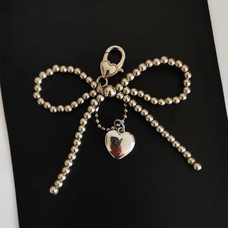 Stylish Beaded Bowknot Key Holder Multifuntional Jewelry Charm Unique Phone Pendant Present for Fashion Girls and Ladies