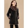 Kobel Women's Elegant Plush Lamb Wool Blend Color-Block Coat