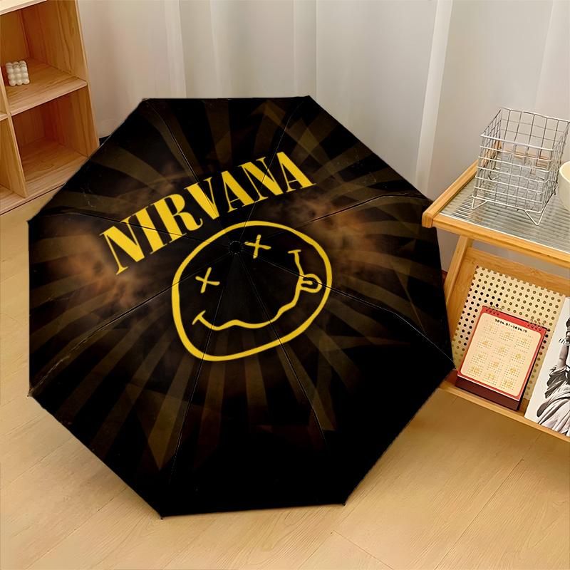 Nirvana Print 8?Ribs Automatic Umbrella Wind Resistant Lightweight Folding Umbrella For Outdoor Travel
