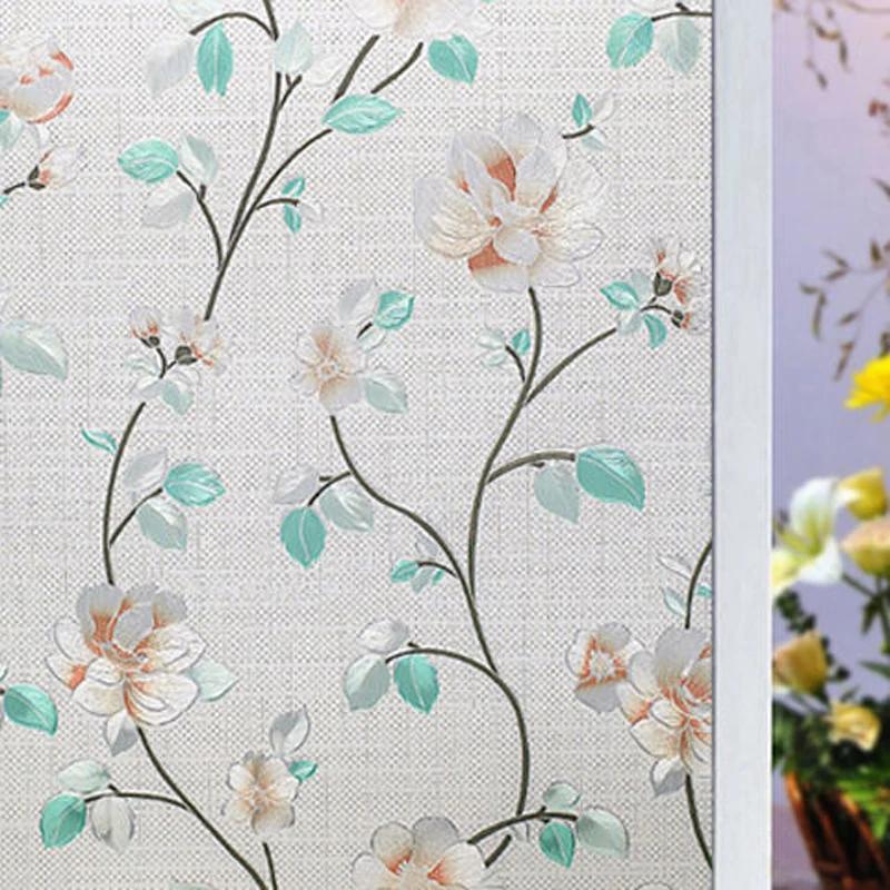 2/3m Flower Window Film Vinyl Opaque Glass Film Privacy Protection Glass 3D Stickers Stained Window Glass Films Home Decoration