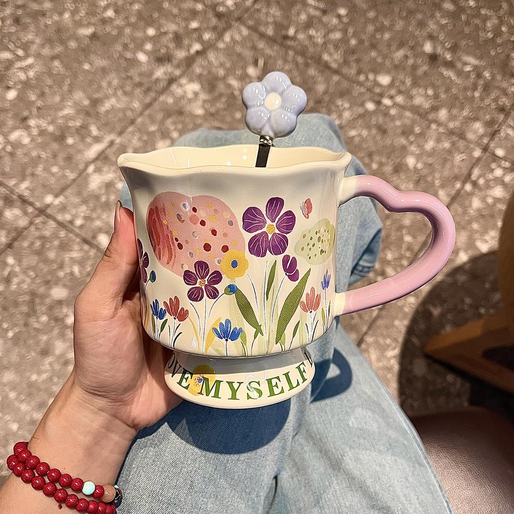 High-End Ceramic Cups, Niche Design Water Cups, Large-Capacity Coffee Cups, Mugs, And Gifts For Girls