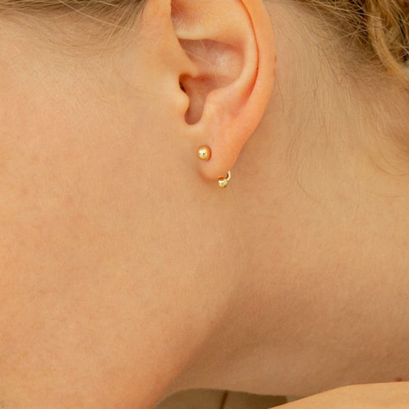 LUNNE 14k Double Ball Two-Way Earrings (14k Gold) #L08