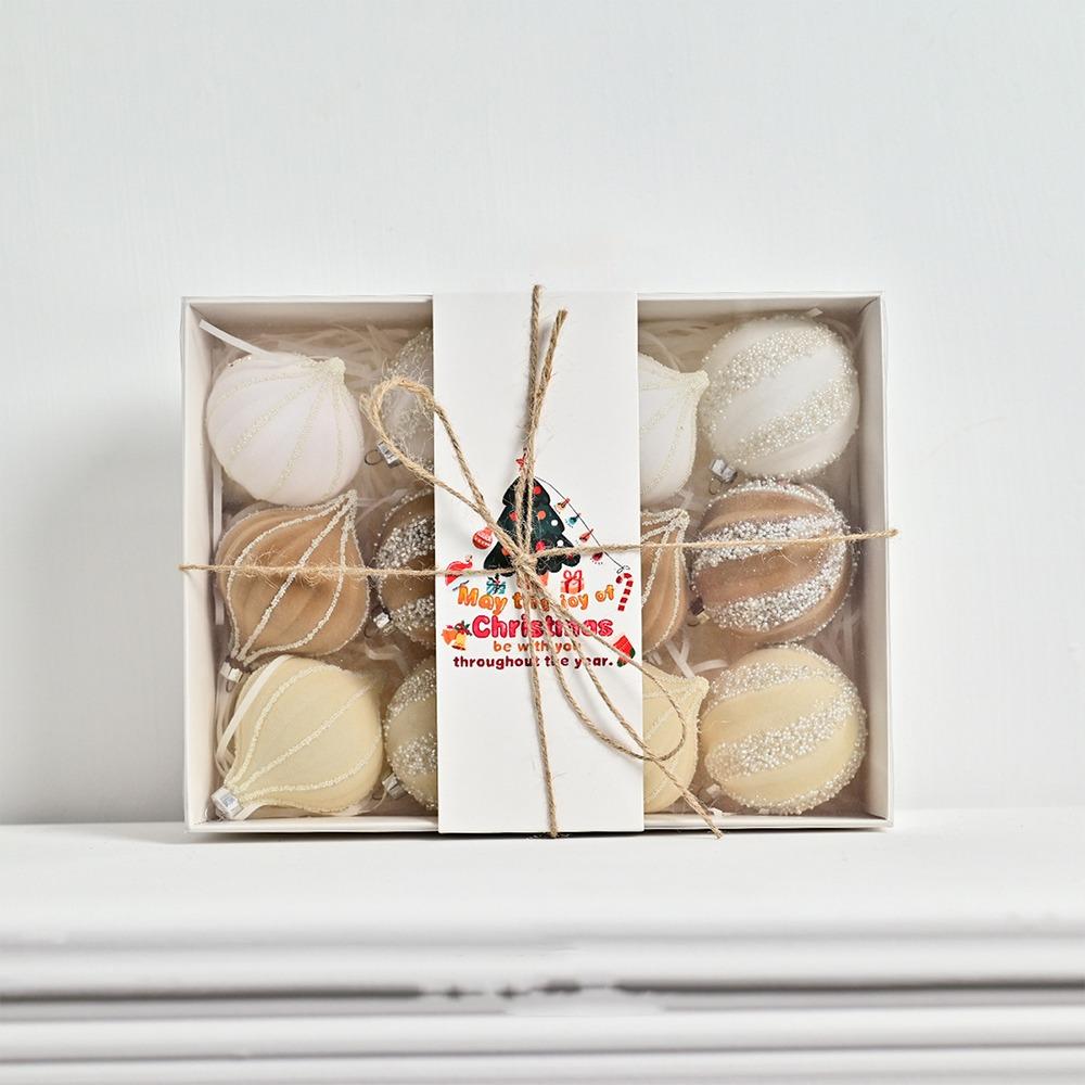 

12pcs 6cm Christmas Spheres Pendant Irregular Xmas Velvet Balls Christmas Hanging Balls Home Decor кофейный