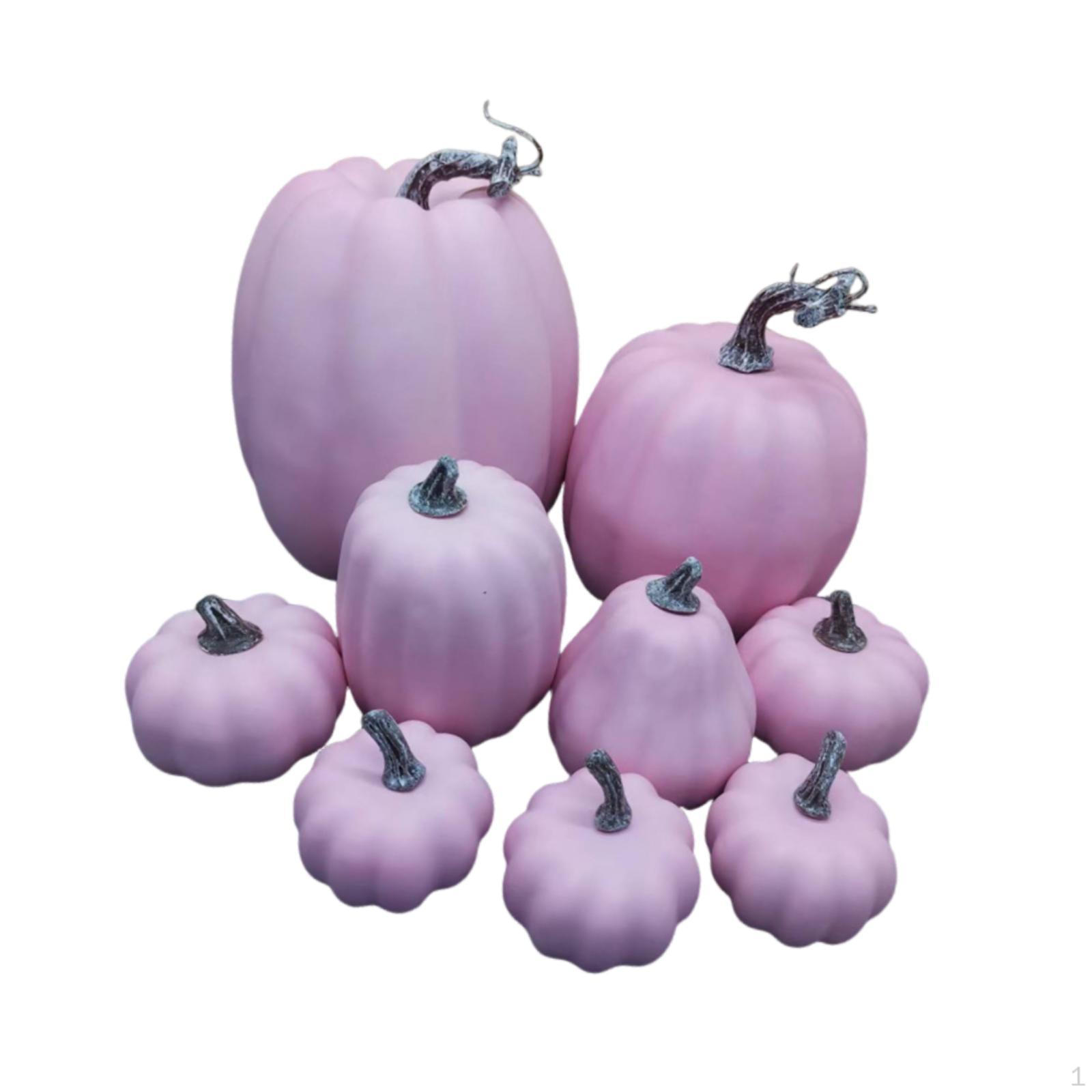 

9 штучних гарбузів з пінопласту для святкової композиції, кухні, осені, Хелловіну, різного розміру. рожевий
